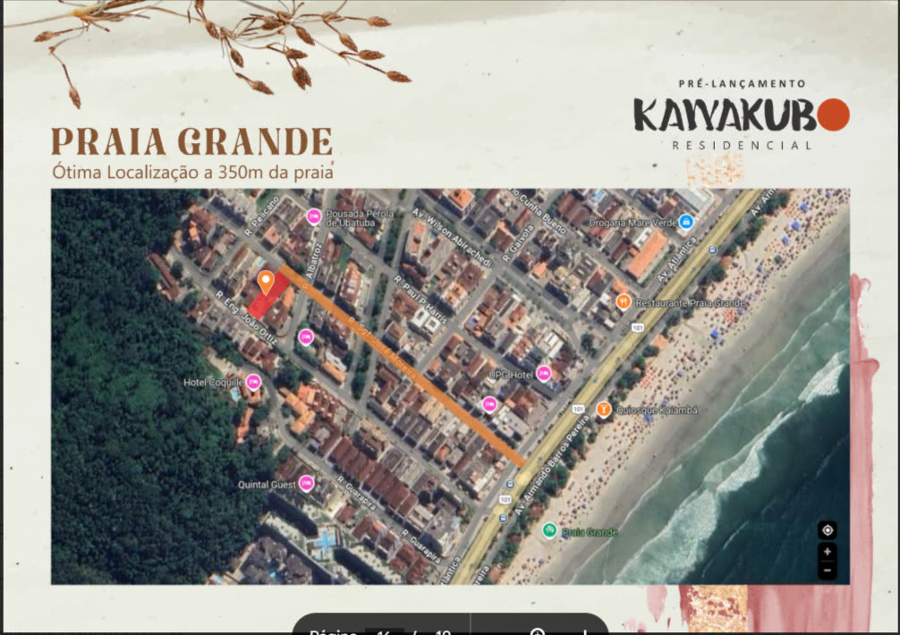 Mapa de localização do Residencial Kawakubo, Praia Grande, Ubatuba/SP