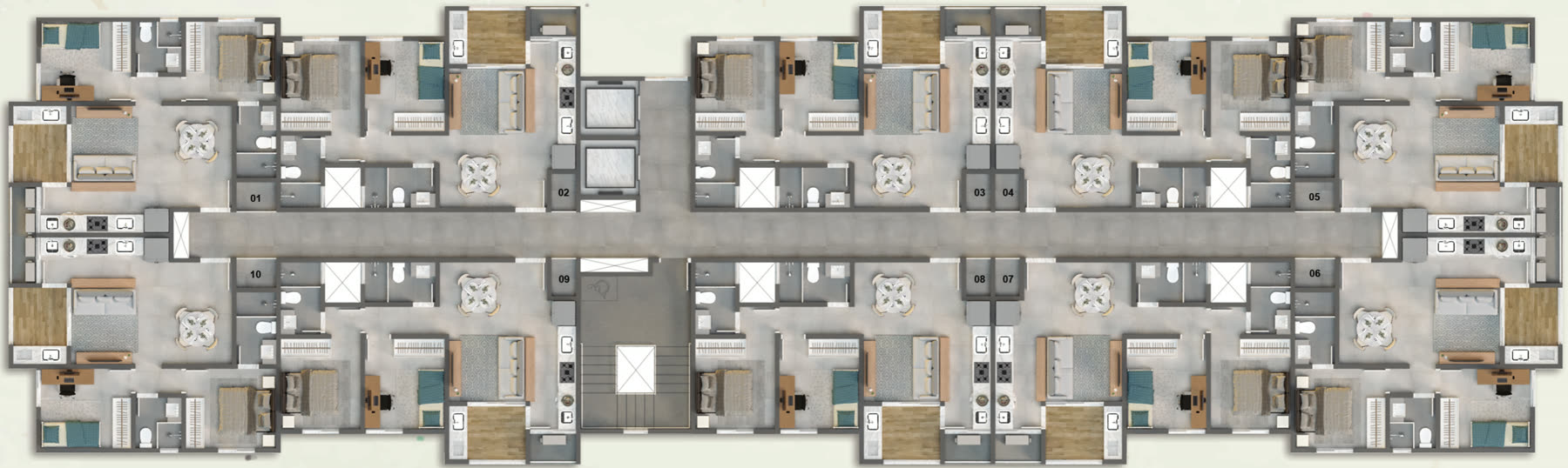 Pavimento tipo — Residencial Kawakubo, Praia Grande, Ubatuba/SP